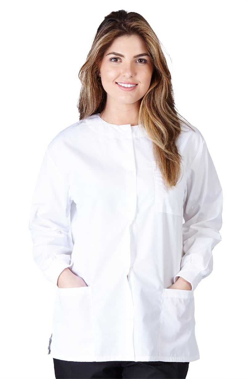 Natural Uniforms Warm Up Scrub Jacket-White-Medium - Image 1
